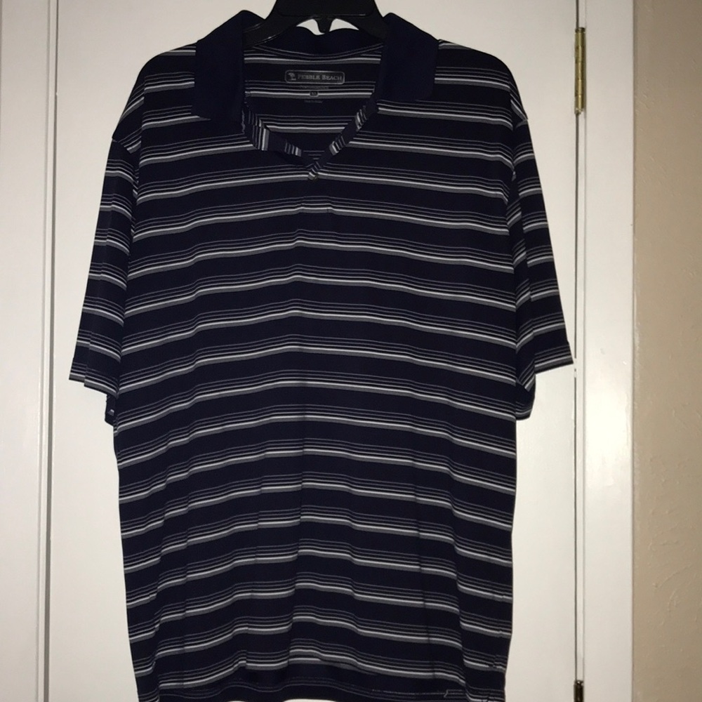Pebble Beach Navy and White Striped Polo